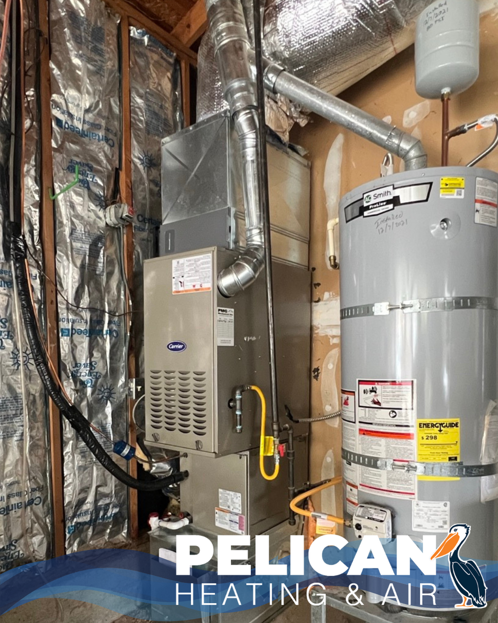 Pelican Heating & Air technician performing premium furnace cleaning in Redmond, WA home, ensuring efficiency and safety