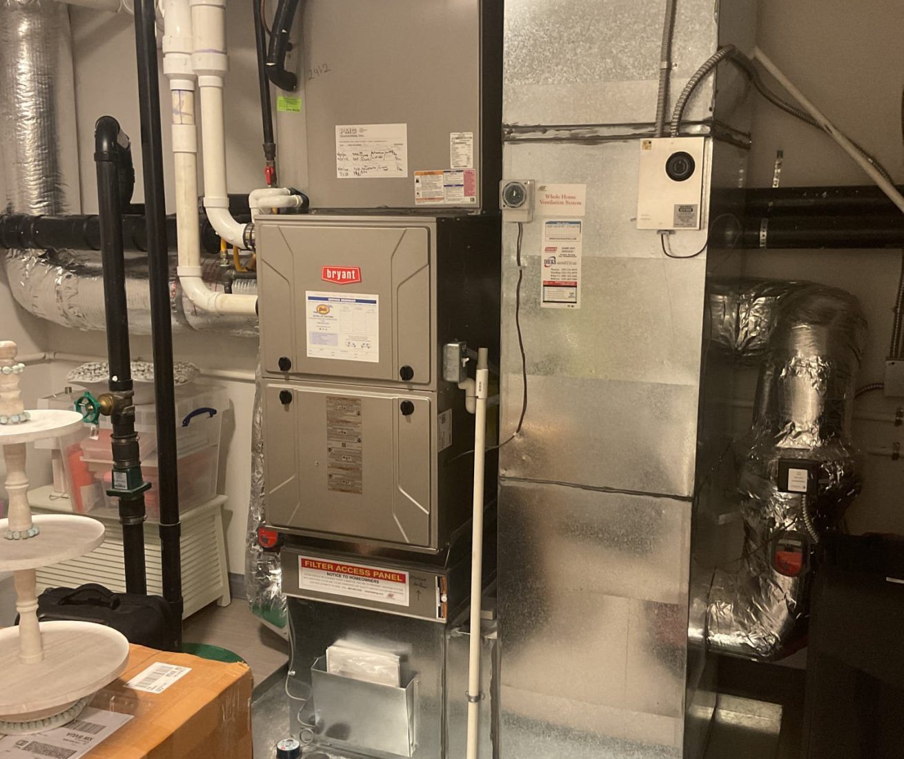 New furnace installation in progress by licensed HVAC contractor from Pelican Heating and Air