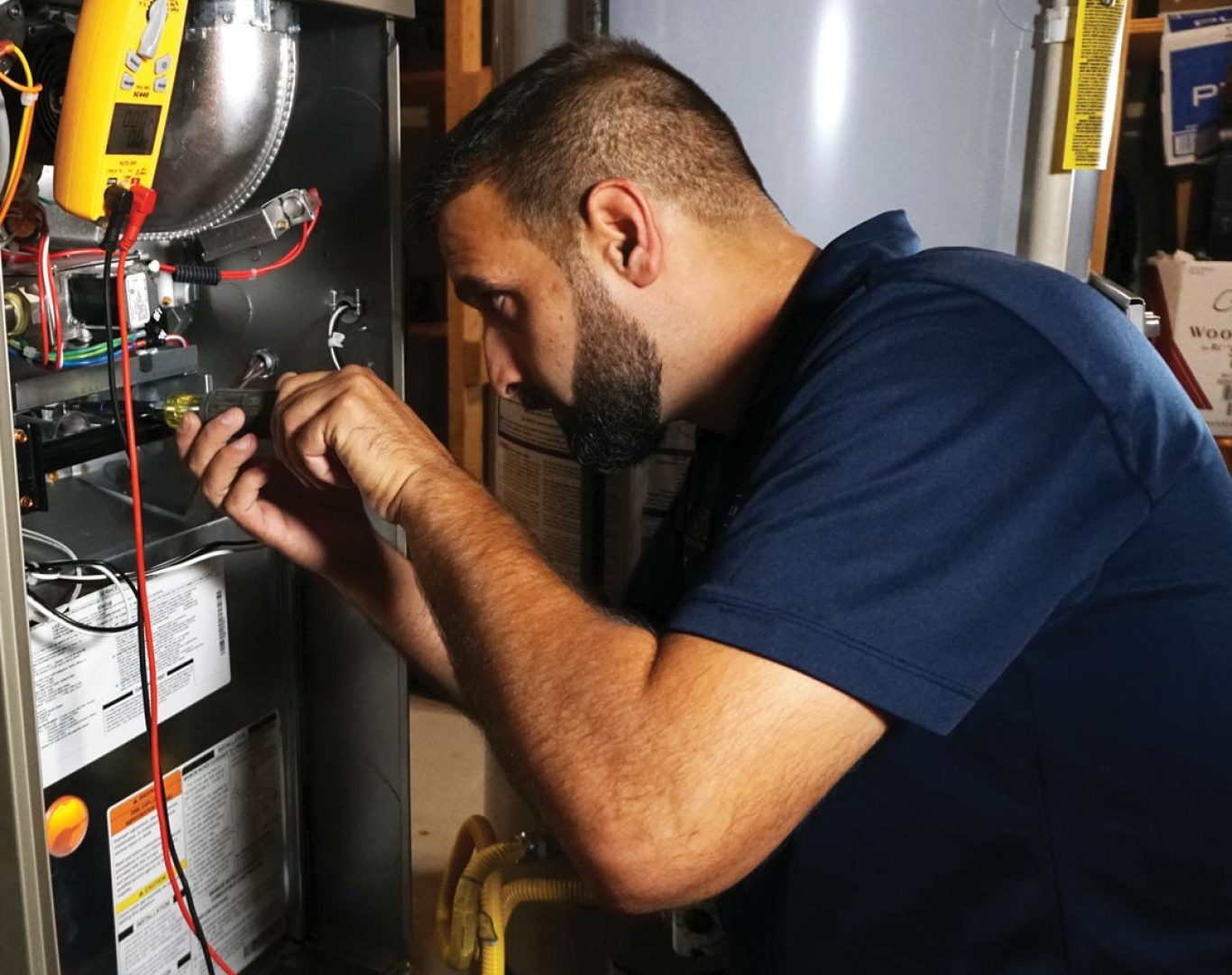 Redmond resident signing off on an AC repair estimate with HVAC tech