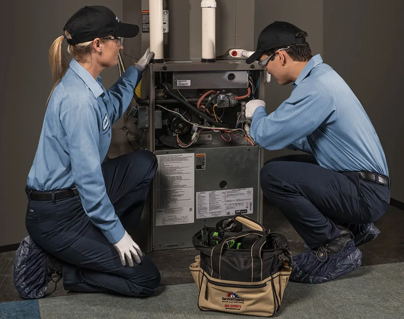 New furnace installation in progress by licensed HVAC contractor from Pelican Heating and Air