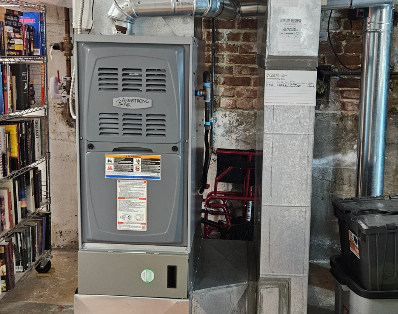 New furnace installation in progress by licensed HVAC contractor from Pelican Heating and Air